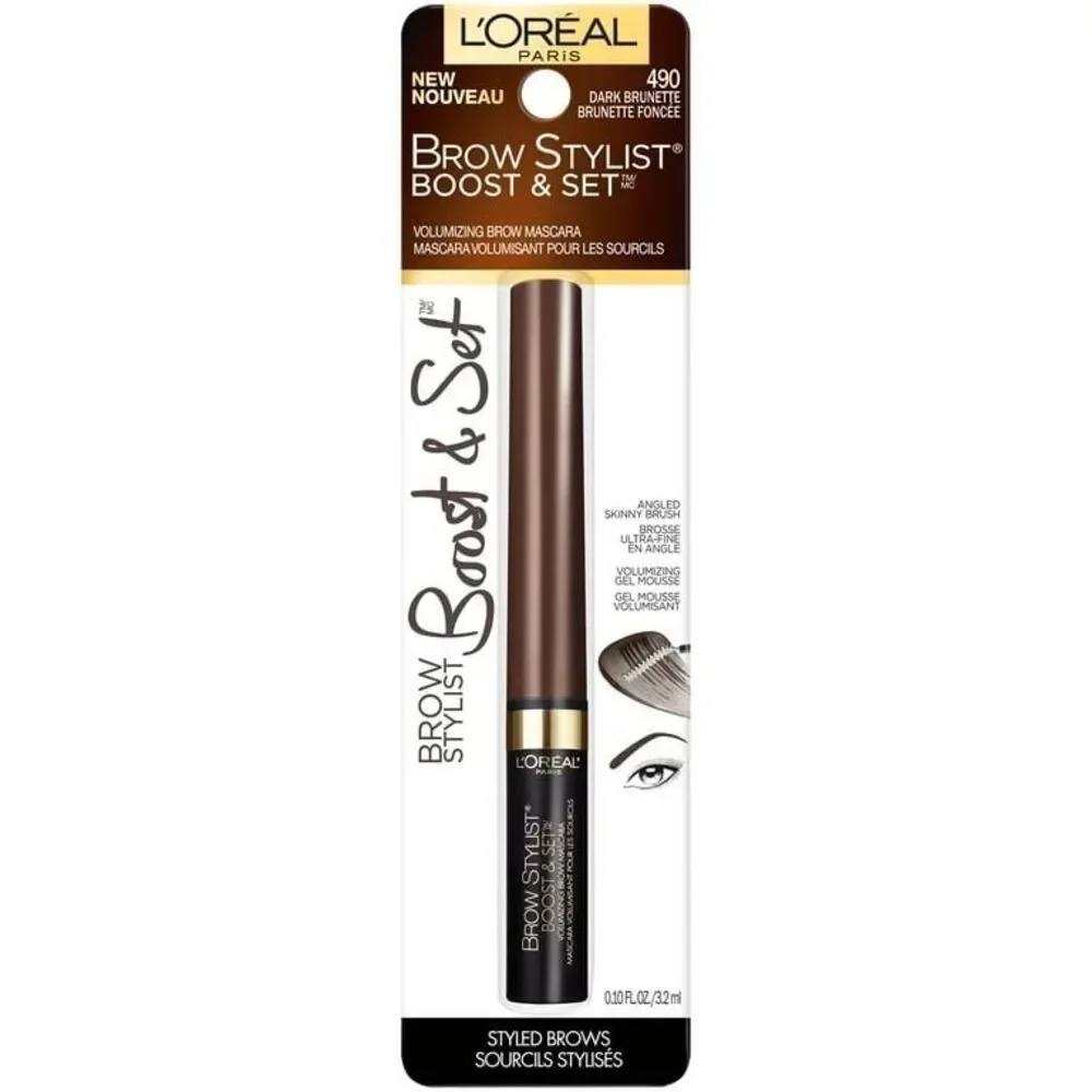L'Oreal Paris Brow Stylist Boost & Set Brow Gel Mousse Mascara, Dark Brunnette